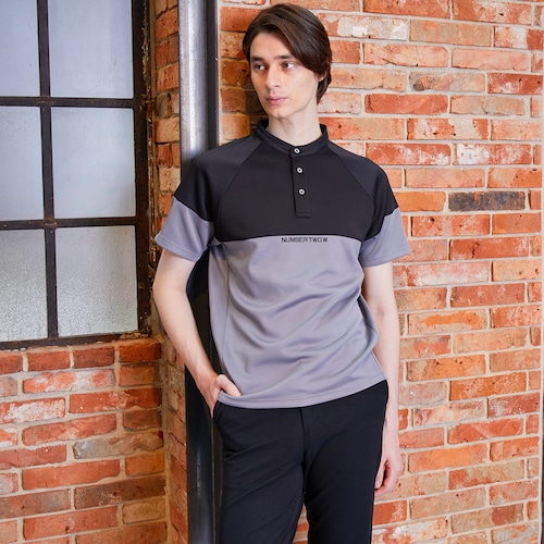 Men's - Bicolor Stretch Stand Collar - Black