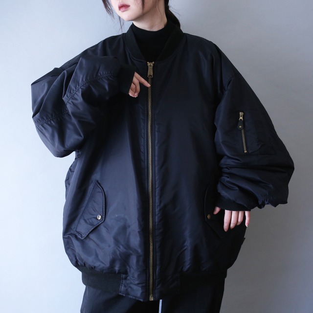 "reversible" black × orange over silhouette type MA-1 bomber jacket