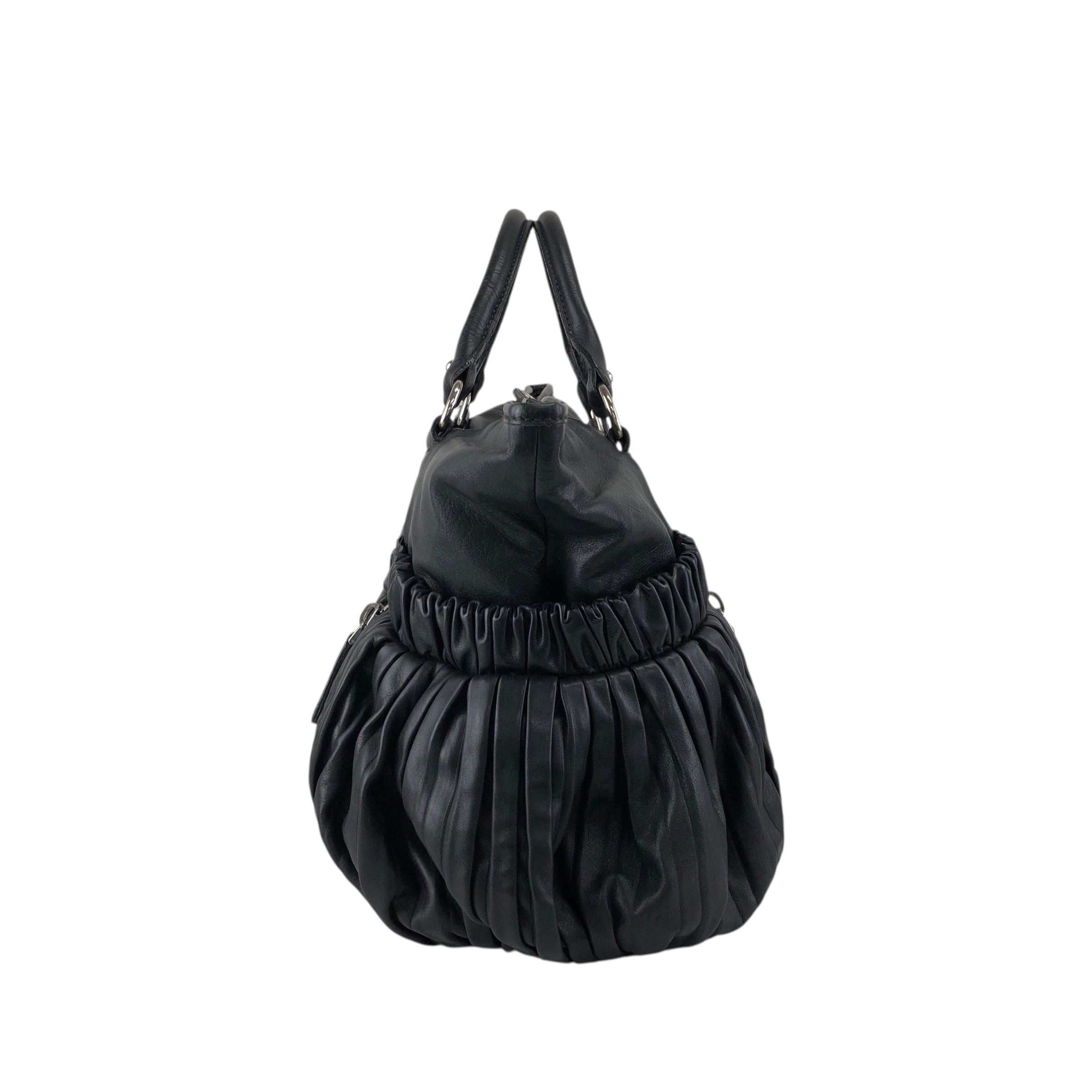 miu miu トートバッグ ブラック フロントジッパー レザー vintage