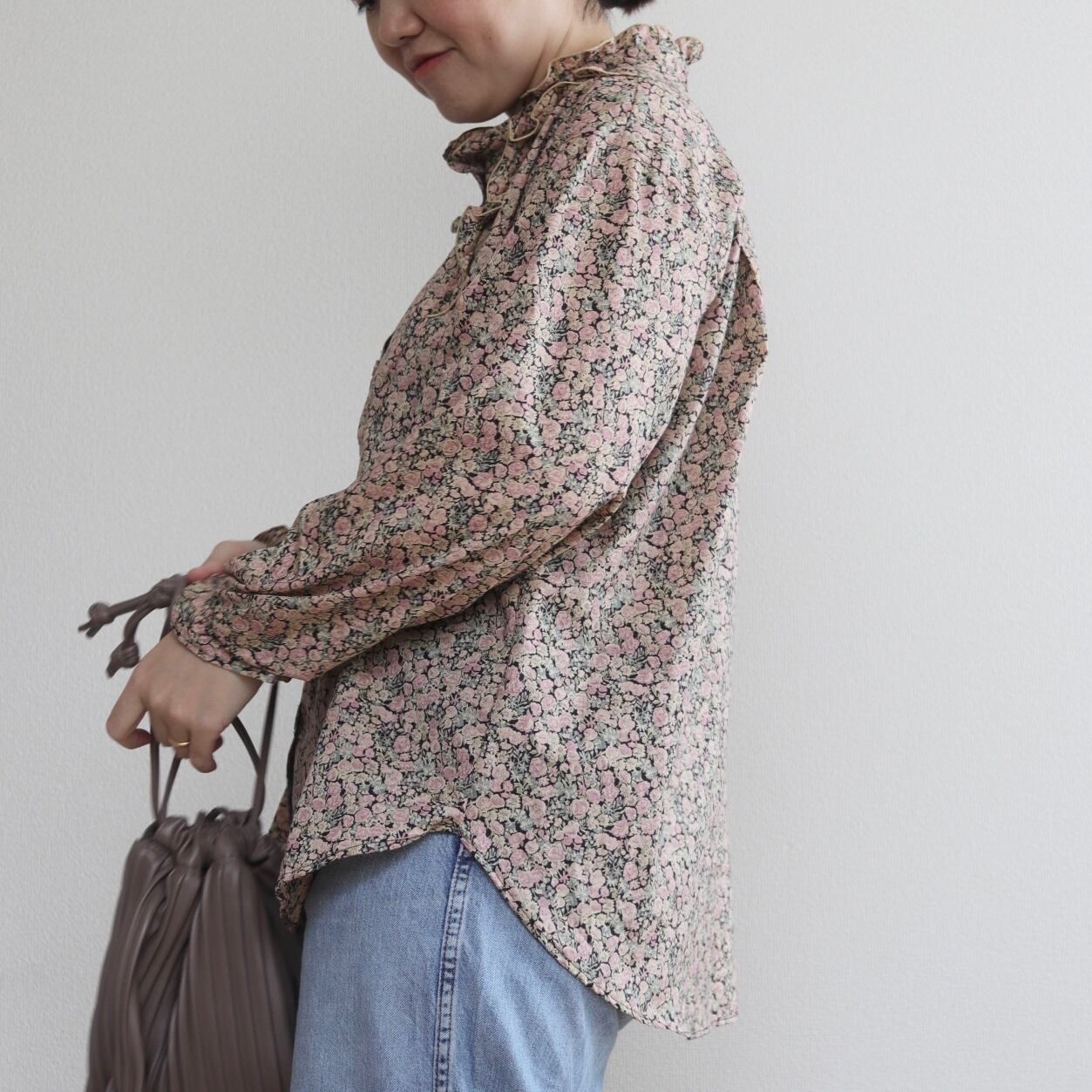 Ladies 愛されフリルブラウス/リバティ/チャイブ/花柄 | pomipori 