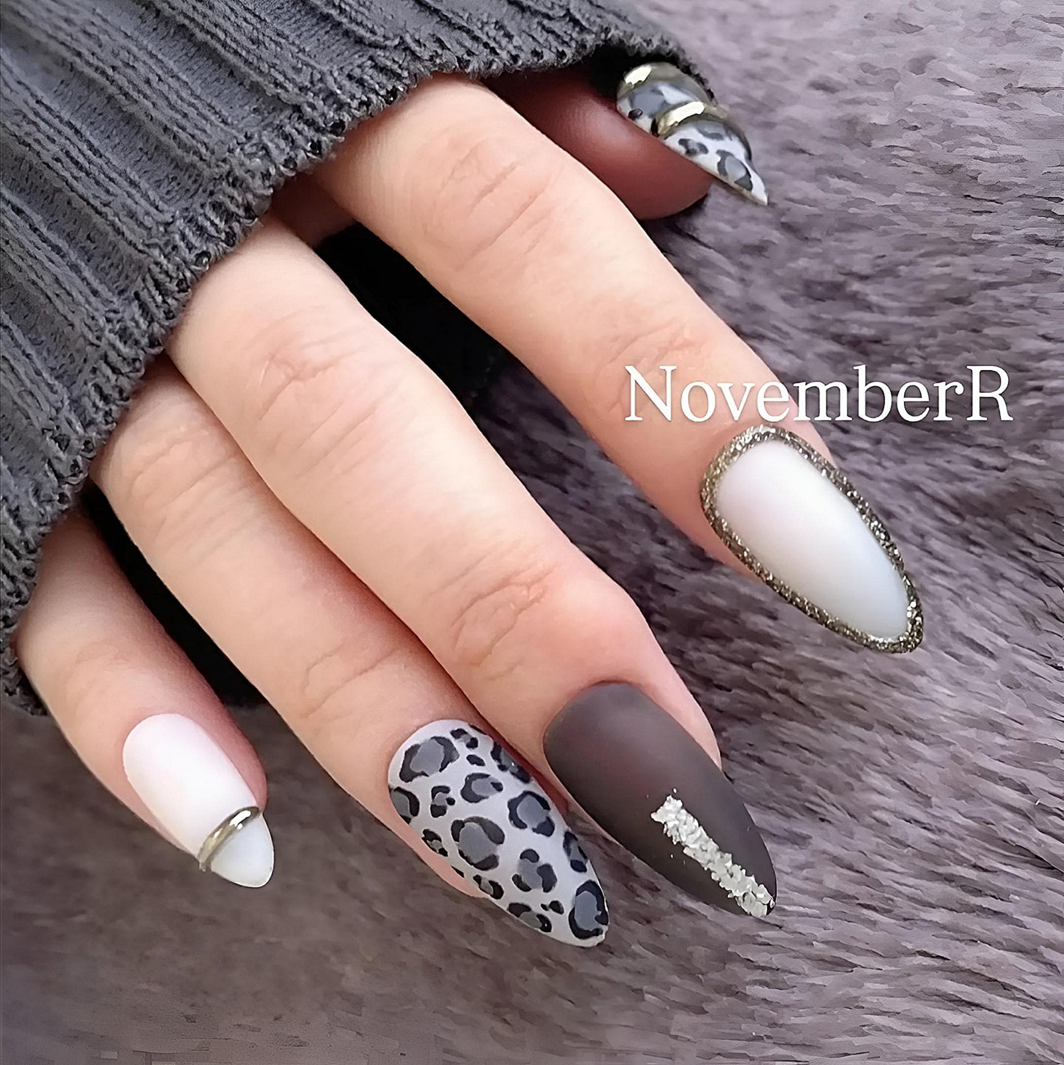 LA610☆マットレオパード×リングネイルチップ | NovemberR 〰️ネイル