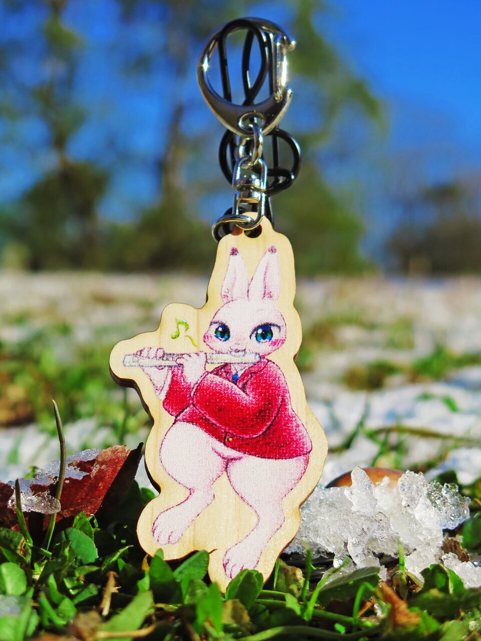 ウッドキーホルダー】ふえ吹き野うさぎ | Cafe FlöteA Shop
