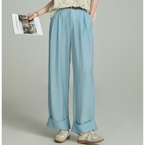 blue thin wide leg casual pants