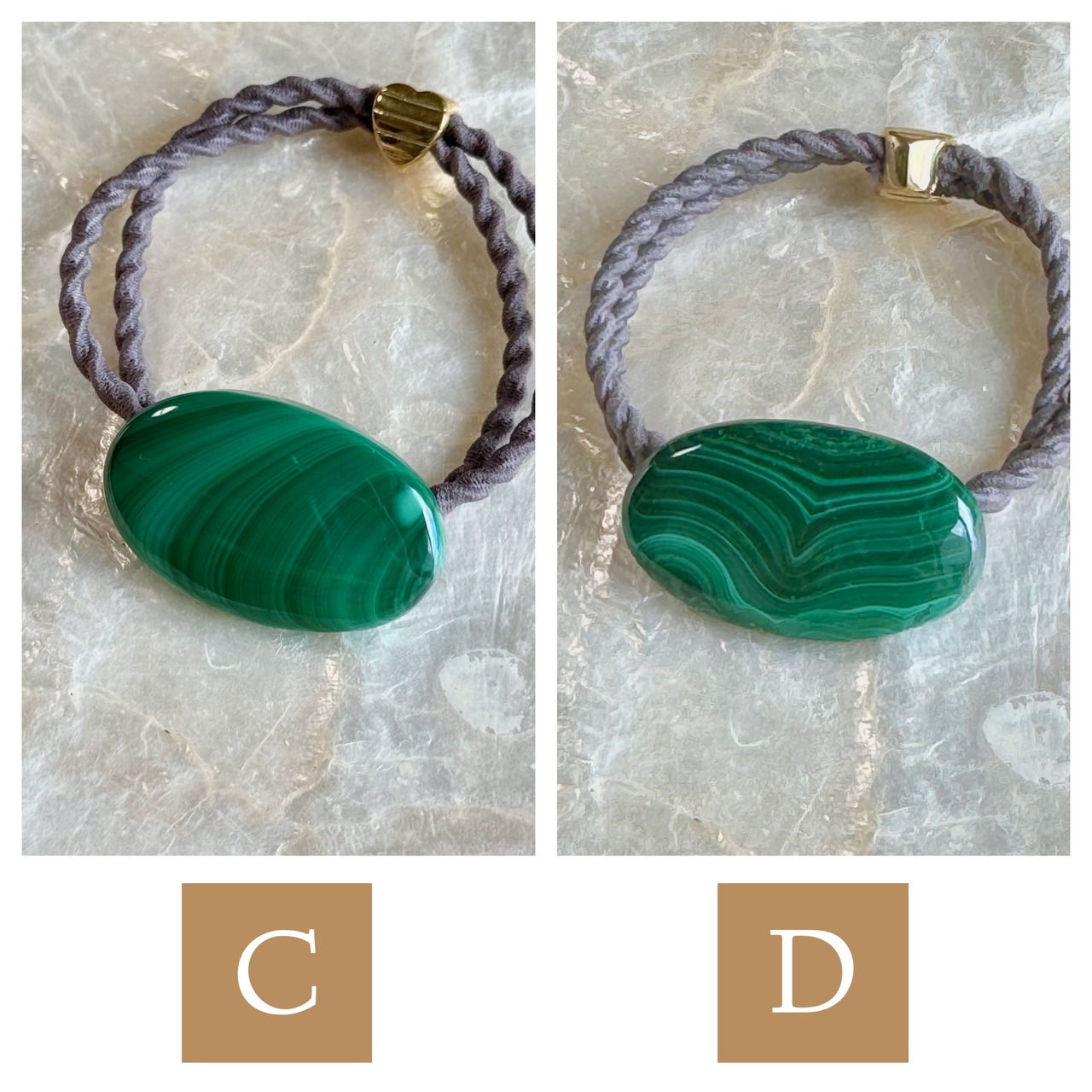 Oval Malachite hair accessory(天然石オーバルマラカイトヘアゴム)