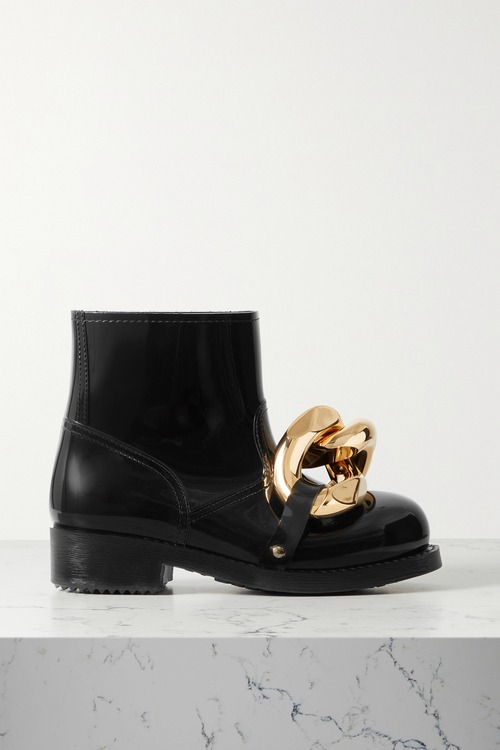 【JW ANDERSON】 chain-embellished glossed-rubber rain ブーツ 220100069