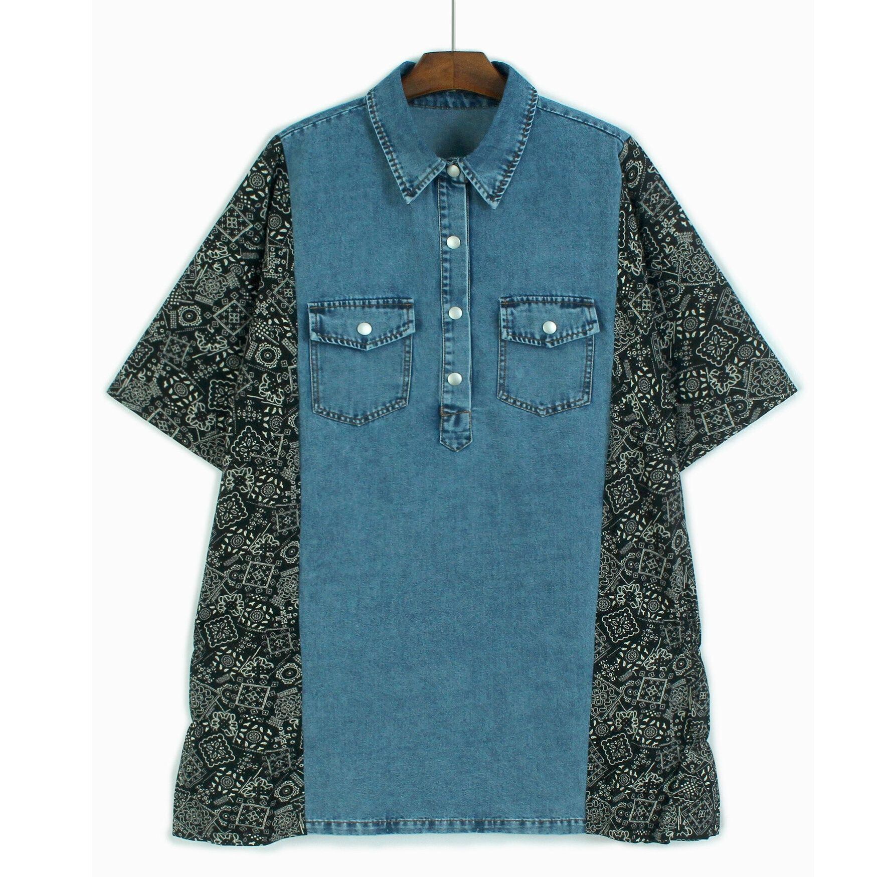 CONTRAST STITCH HALF SLEEVES A-LINE MINI SHIRT DRESS 3colors M-14057