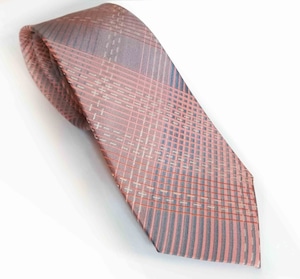 ピーチプラッドとスティッチのネクタイPeach Plaid w/ Stitches necktie -0051