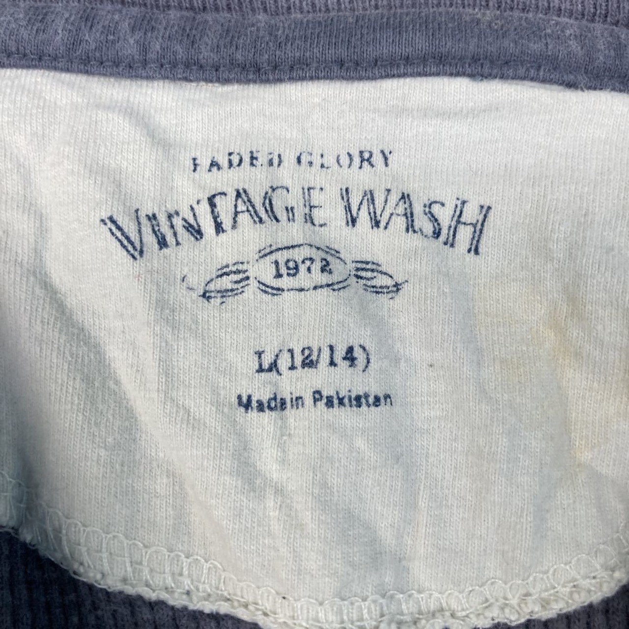 FADED GLORY 長袖 サーマル Tシャツ ユース L グレー レッド ホワイト 