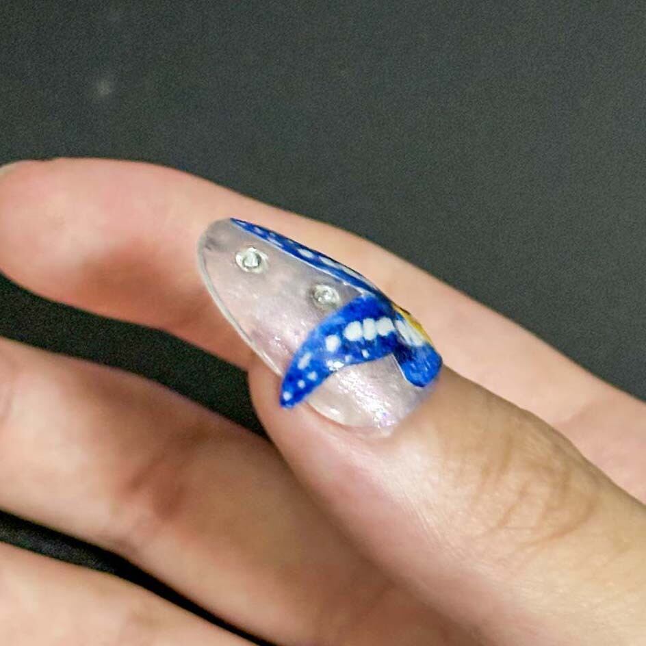 親指の爪 ヘレナモルフェ蝶の親指付け爪セット | 立体刺繡Sayoko