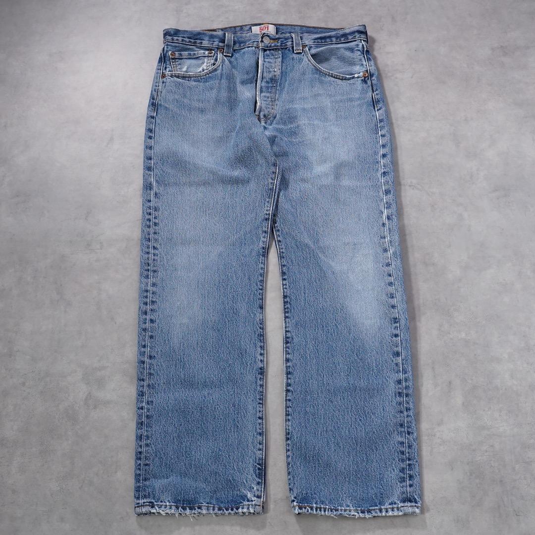 リーバイス501 Levis W34 ブルーデニム 青 ヒゲ 古着 17917