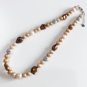 おしゃれを楽しむ女性に！ 淡水ニュアンスマルチカラーネックレス ne1105