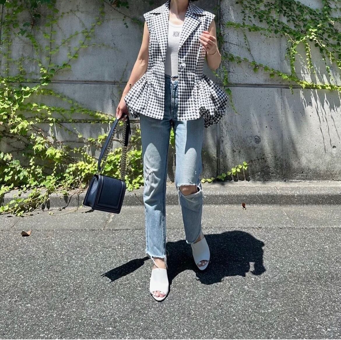 Sheller シェリエ ツイード ボタン ミニ スカート ターコイズ  