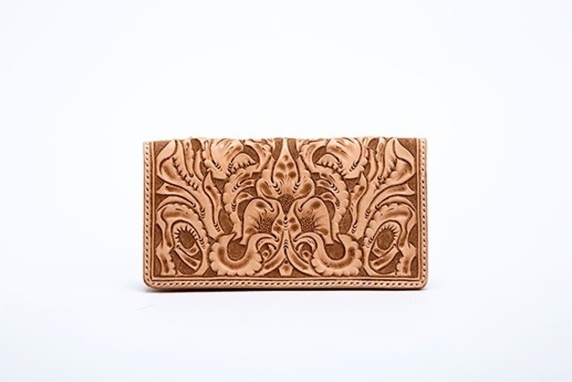 Carving Breath Of Spring Learher Long Wallet Natural - メイン画像