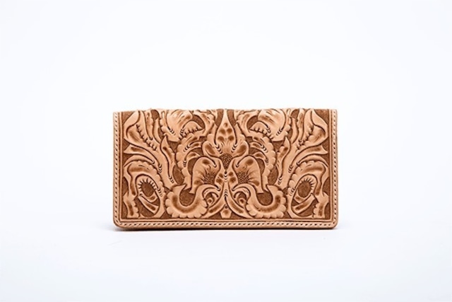 Carving Breath Of Spring Learher Long Wallet Natural - メイン画像