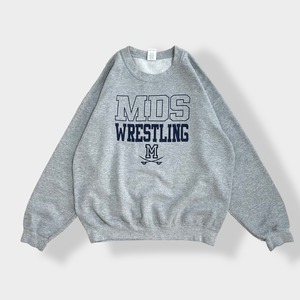 【GILDAN】MDS WRESTLING ロゴ プリント スウェット トレーナー レスリング L グレー US古着