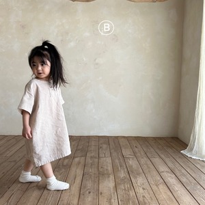 【Bella bambina】ミニポケットワンピース ベージュ 80~130cm 240713