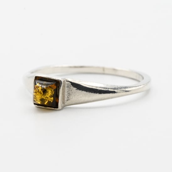 Square Amber Accent Minimum Style Ring #12.5 / Denmark