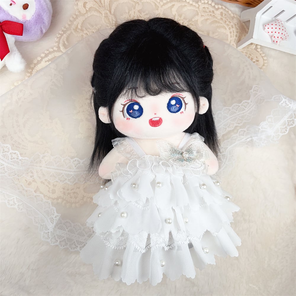 20cm ぬいぐるみ用 ホワイト 花嫁 ドレス＋ヴェール＋ブローチ 3点