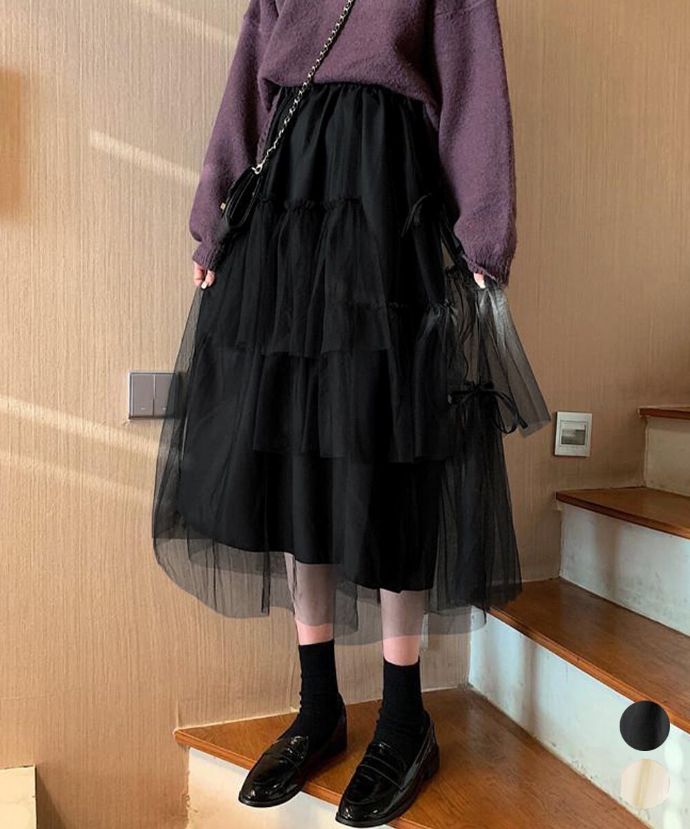 ティアードスカートロングチュールスカート 6HMEIX-002