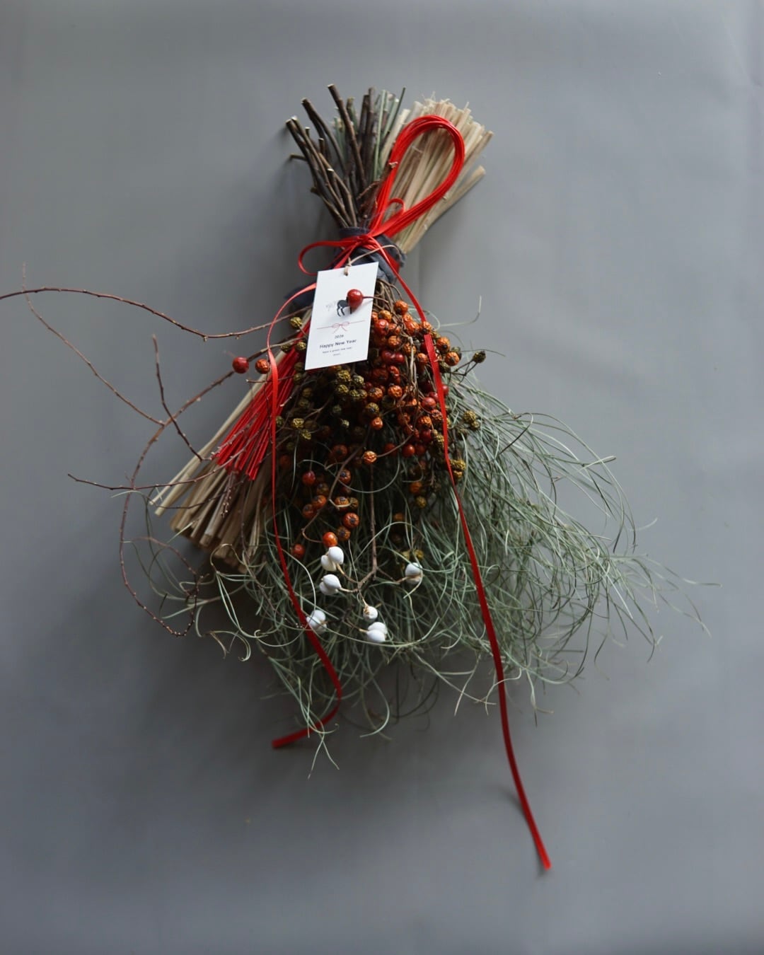 ドライフラワーのしめ飾りD