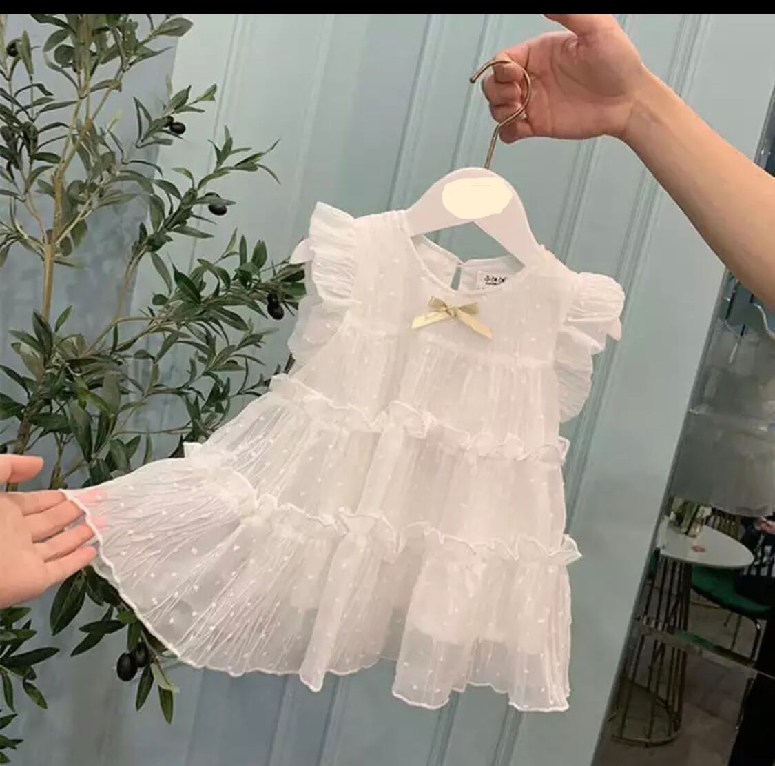 フリルサマードレス》》》》》リボン ワンピース レース 女の子 ベビー キッズ 海外子供服 パーティー お出かけ