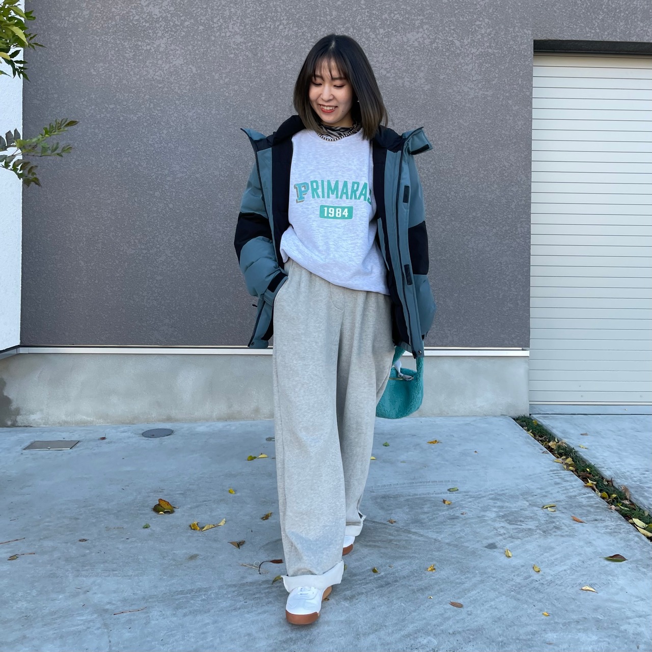 タックプレス裏起毛スウェットpt／gray