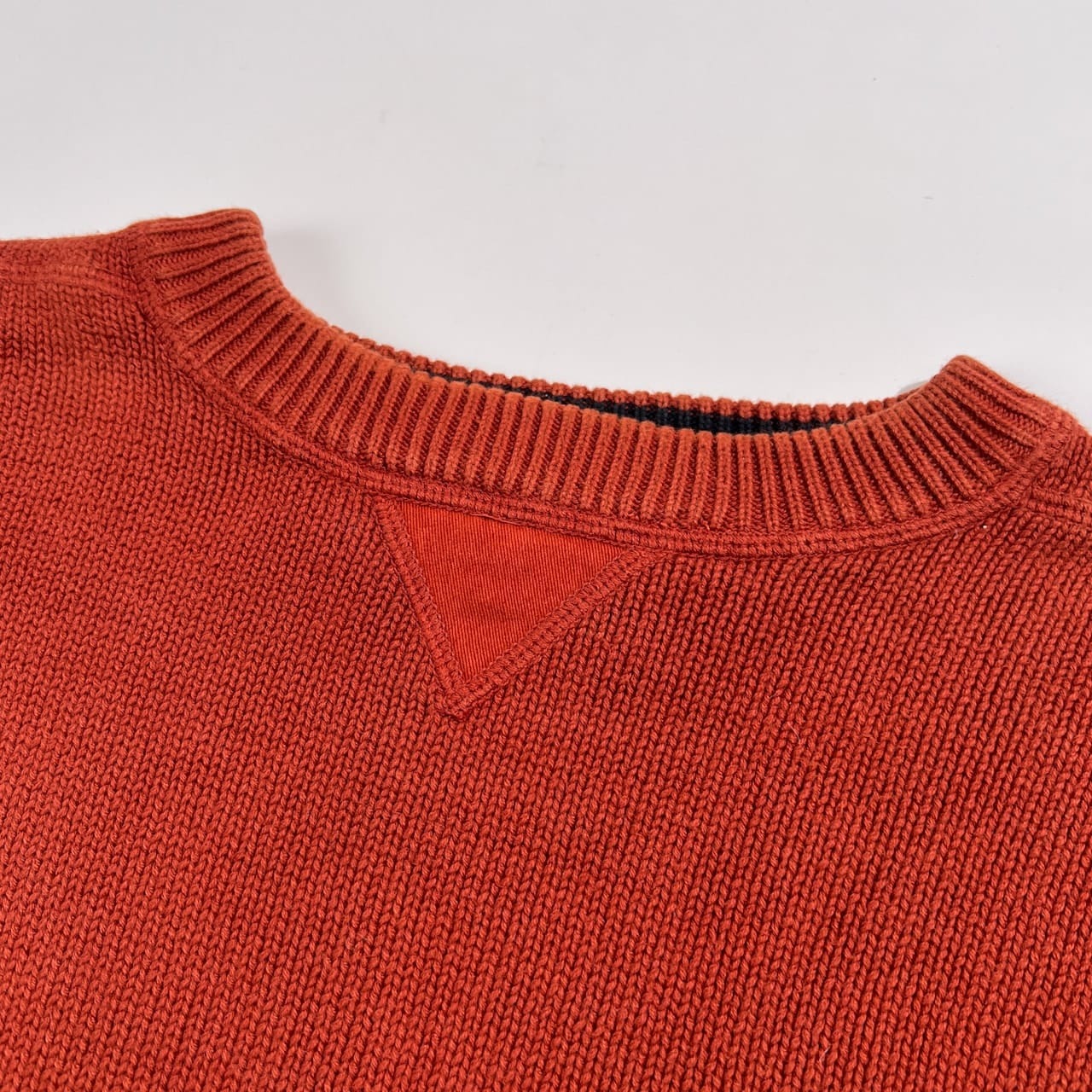 90s TOMMY HILFIGER トミーヒルフィガー クルーネック コットン ニット セーター サイズ L /レンガ色 テラコッタ系/ビンテージ