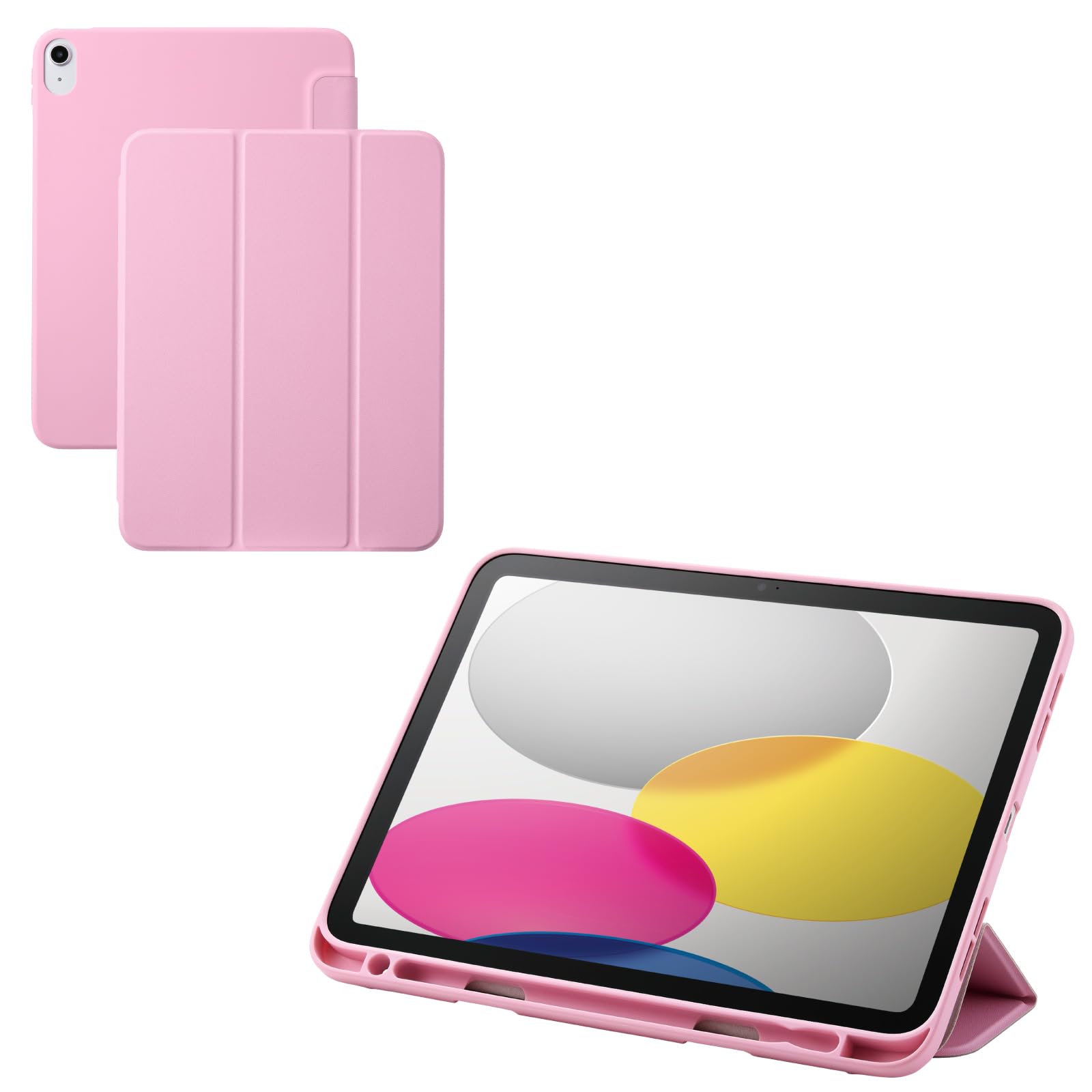 エレコム iPad 第11世代 A16 11インチ (2025) 10.9インチ 第10世代 (2022) ケース フラップケース スタンド 三つ折り マグネット内蔵 スリープ対応 耐衝撃 TPU素材 ペン収納 背面カラー ピンク TBWA25RWVSAPN