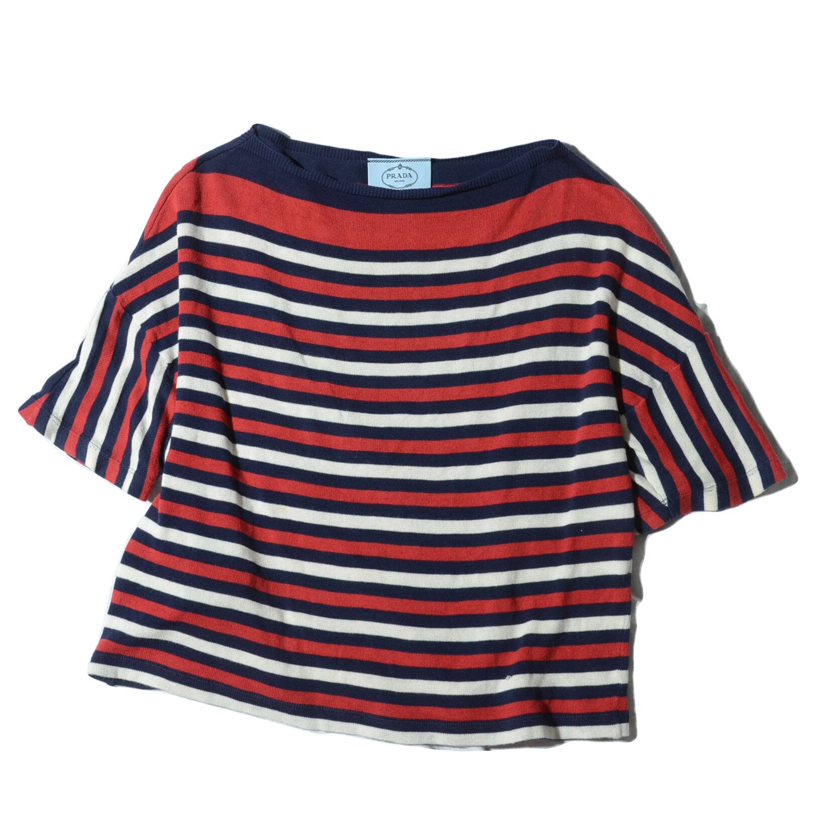 トップス prada blue border PRADA(Blue) border summer knit tops | boutique goldenwool vintage&used