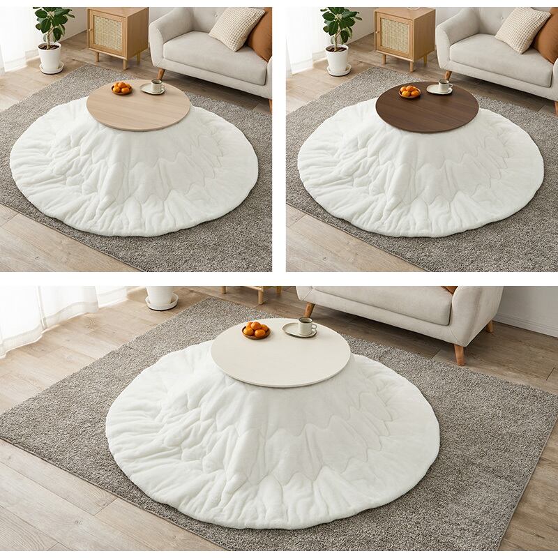 【完成品】 円形折れ脚カジュアルコタツ＋うす掛け布団 2点セット こたつ3種x掛け布団5種 ブラーナメレンゲ 幅68cm