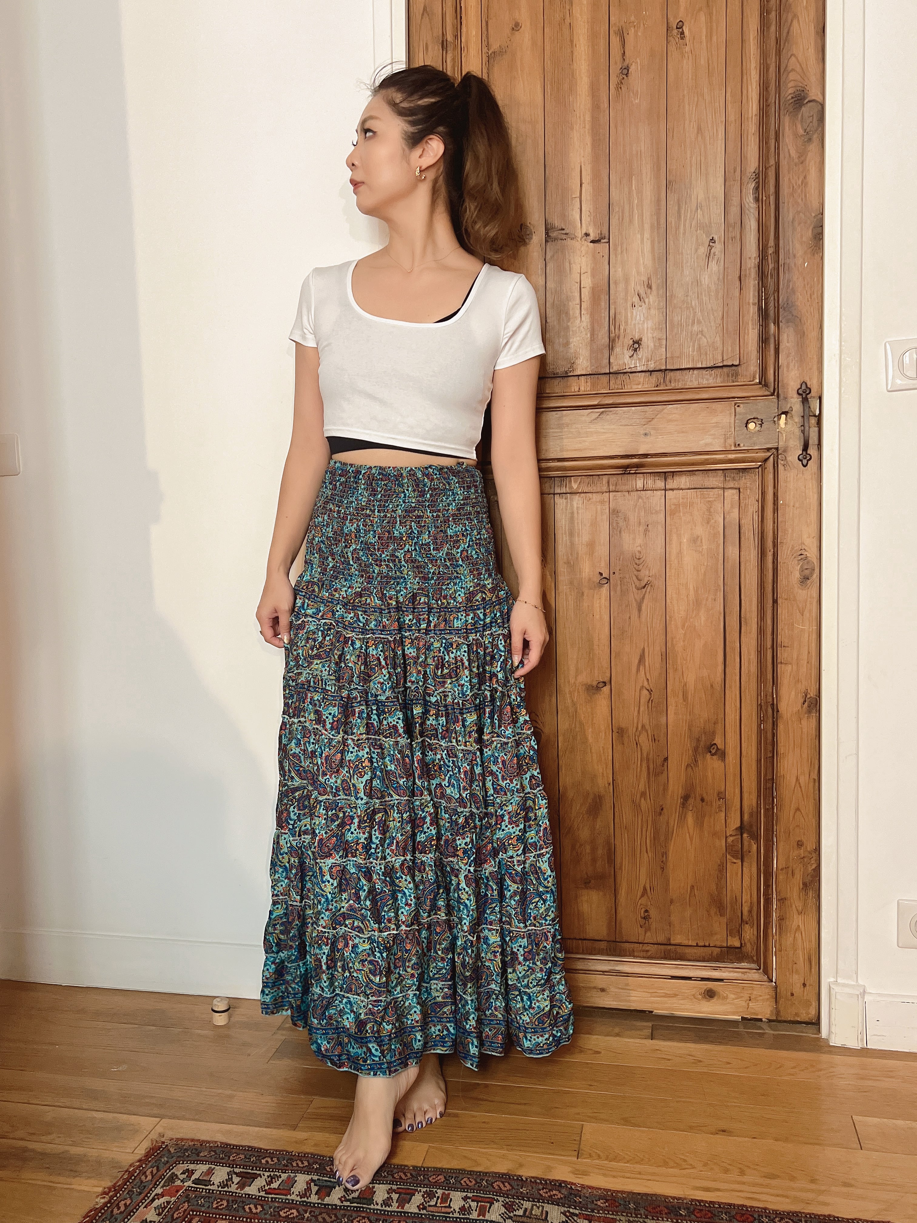 フランス購入 2wayワンピース/ミモレ丈イージースカート&D&Gおりぼんベルト フランス】2WAY ベアトップワンピース/スカート | passage