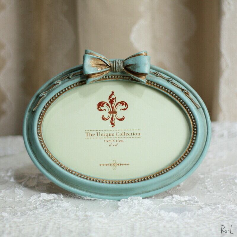 リボン フォトフレーム アンティークグリーン 輸入雑貨 RE1383046