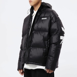 送料無料 【HIPANDA ハイパンダ】メンズ カリグラフィープリント ダウンジャケット MEN'S CALLIGRAPHY PRINT DOWN JACKET / BLACK