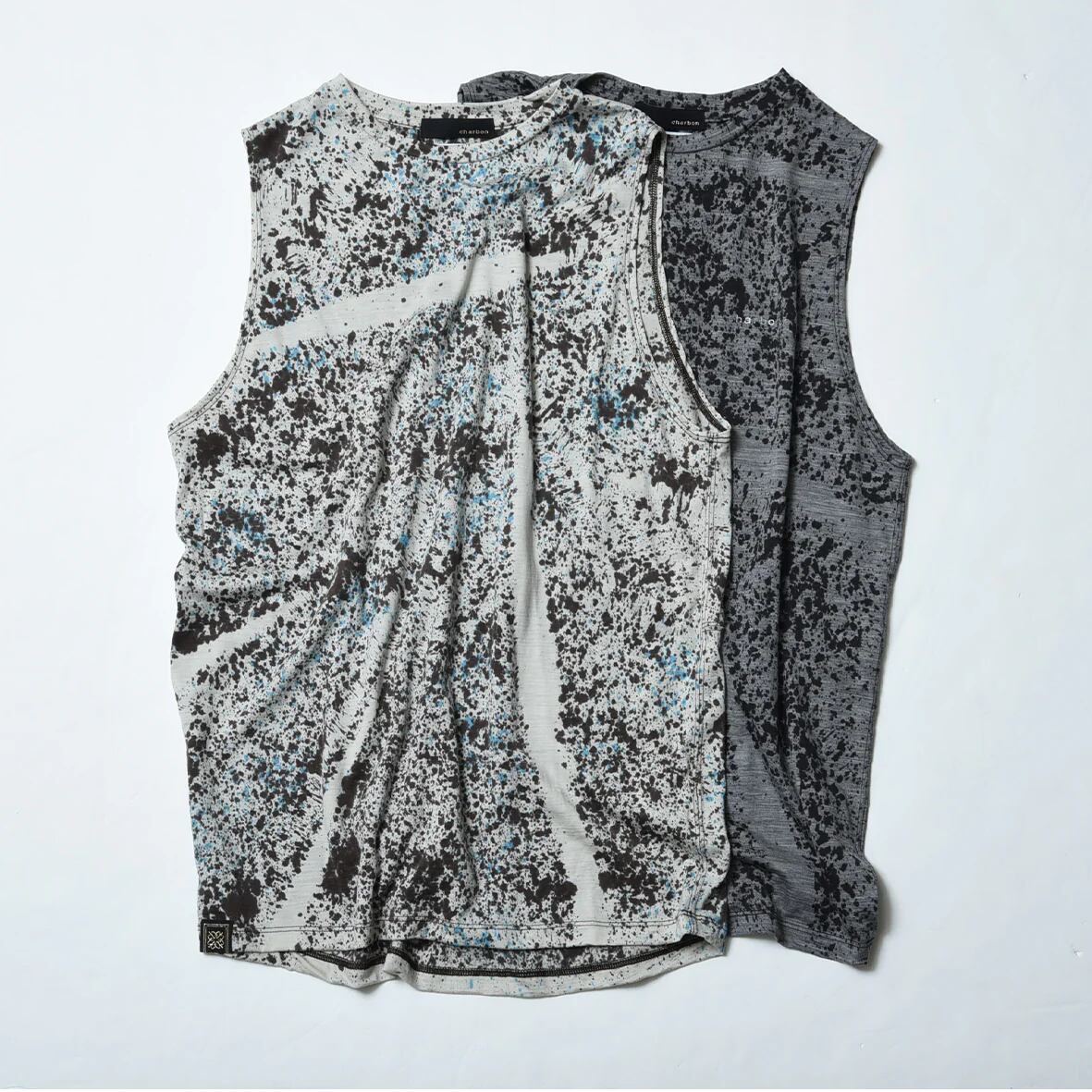 ウォーキング・ランニングウェア charbon REDA WOOL SPLASH DYE SLEEVELESS charbon / REDA WOOL SPLASH DYE SLEEVELESS T-SHIRTS（OFF×BRW） | 道