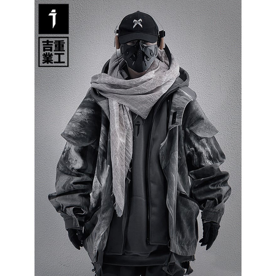 サイバーパンク フード付き 重厚ジャケット|サブカル地雷・中華ストリート系