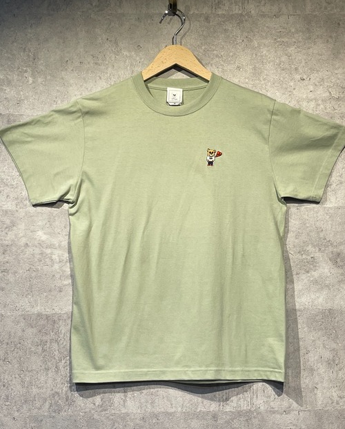 ワンポイント刺繍　半袖Tシャツ　ライトグリーン