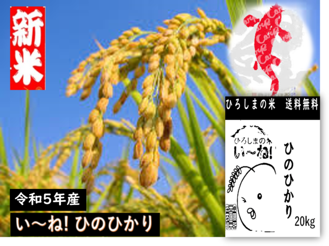 新米ヒノヒカリ　令和５年広島産　白米20kg 農家直送 色彩選別（玄米可）