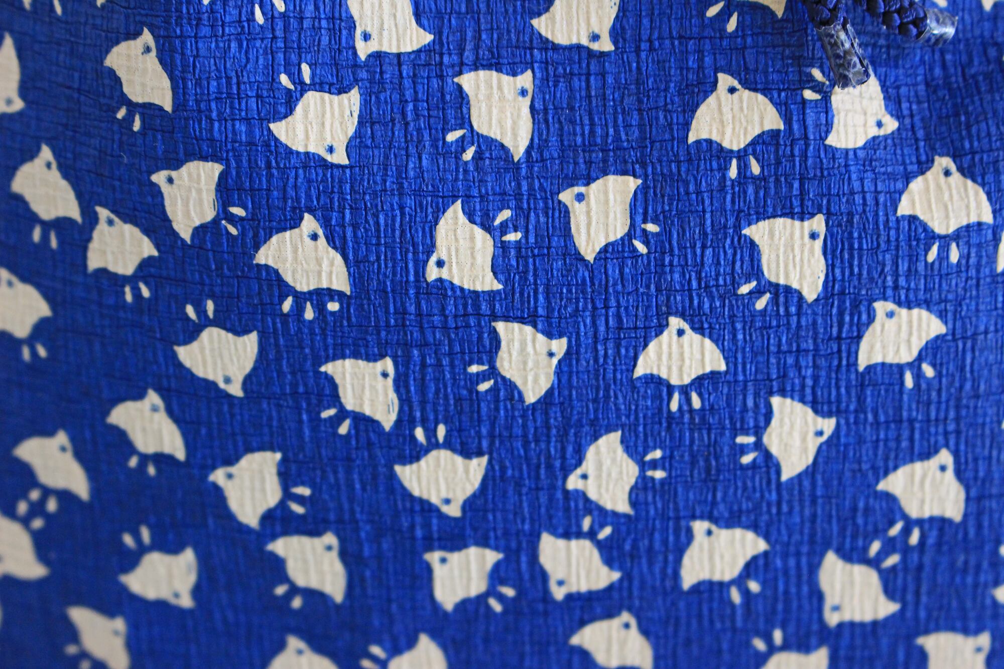青色千鳥文様和紙巾着ＭLサイズ