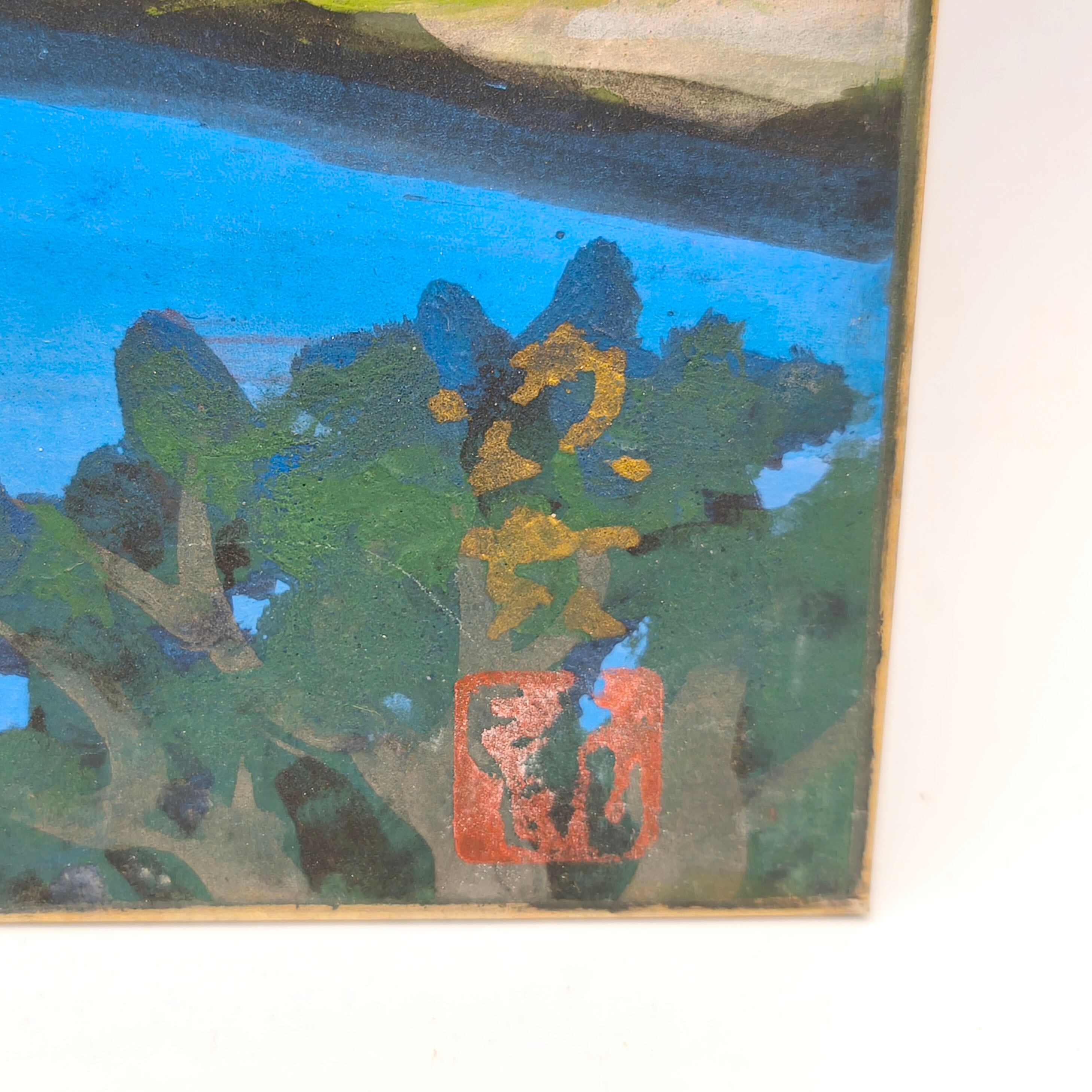 色紙額装・山形・鴫の谷地沼・風景画・No.250416-43・梱包サイズ100
