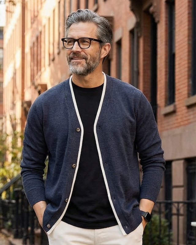 クラシック ラインカーディガン 2色　A0246