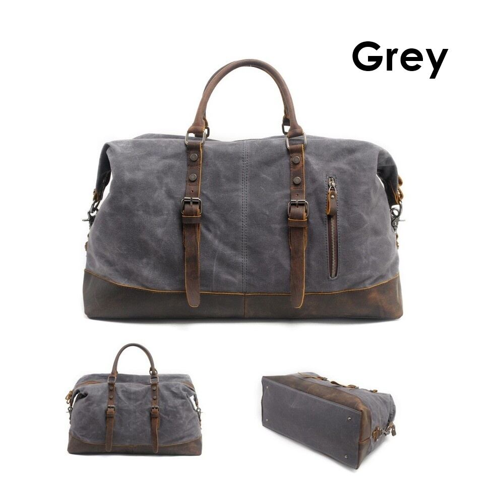 Retro Canvas Leather Travel Boston Bag / レトロ キャンバス レザー