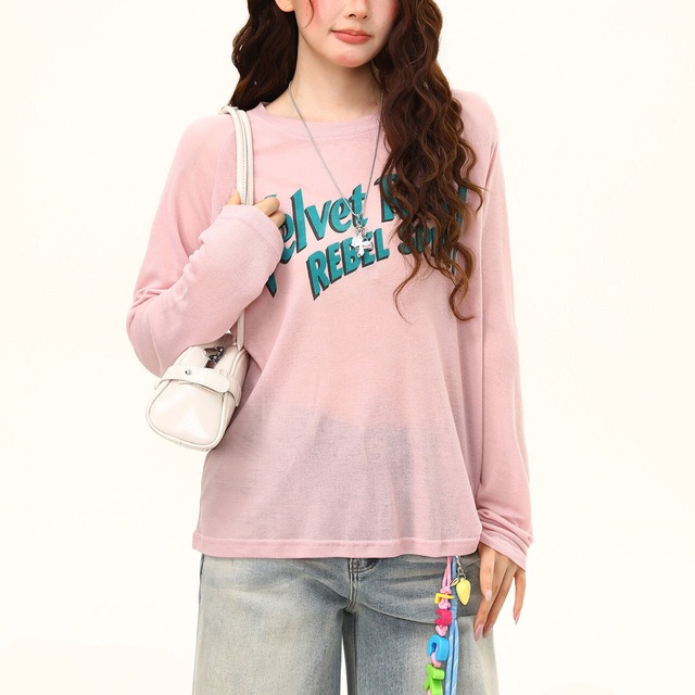 ヴィンテージライクロゴレタリングロングスリーブTシャツ 2col R02513
