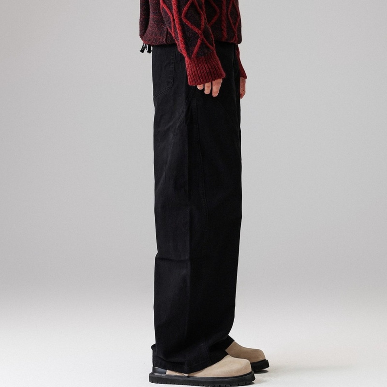 Wide Full Length Straight Pants ◇4color H0968