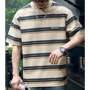 retro border line short sleeve t-shirt A0727