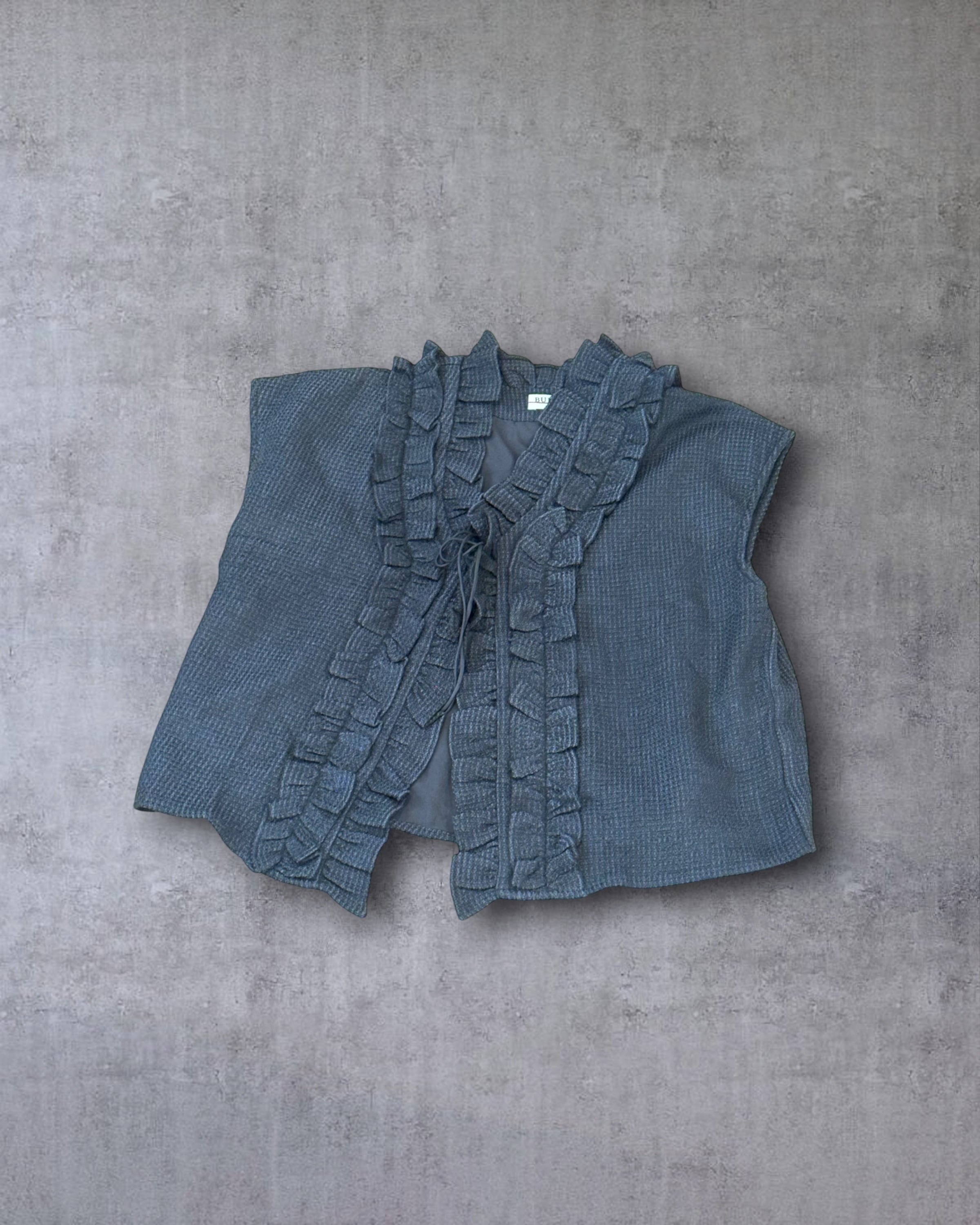BUNON　Khadi Wool Waffle Frill Gilet（Charcoal）