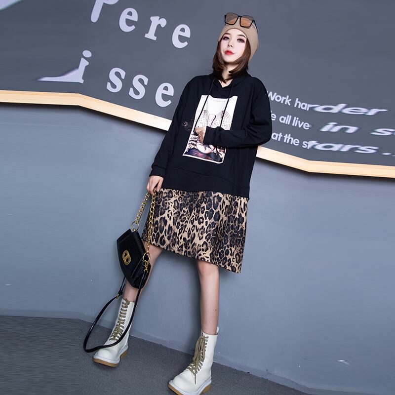 プラスサイズの脂肪mm年齢を減らす痩身ドレス2020新しい秋のウエスト気質は甘くて塩のヒョウ柄のスカートにすることができます ミックスインファッション94677527005
