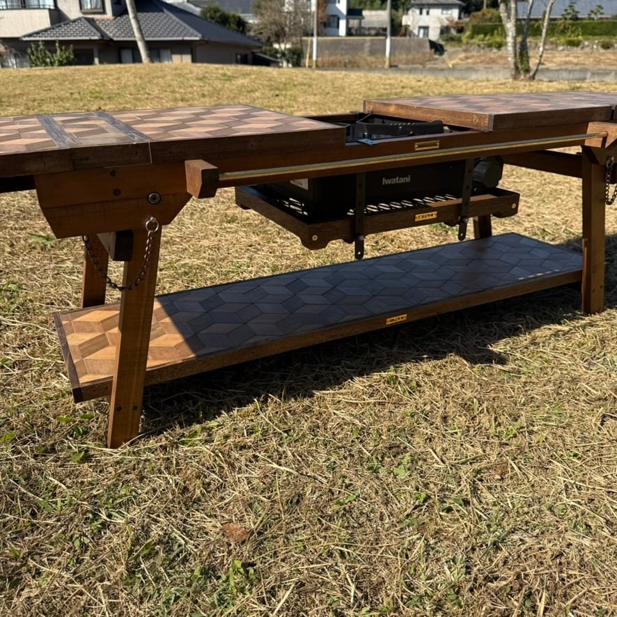 ヘキサゴン柄 IGT対応ウッドテーブル｜タフ丸インストール可・下部天板