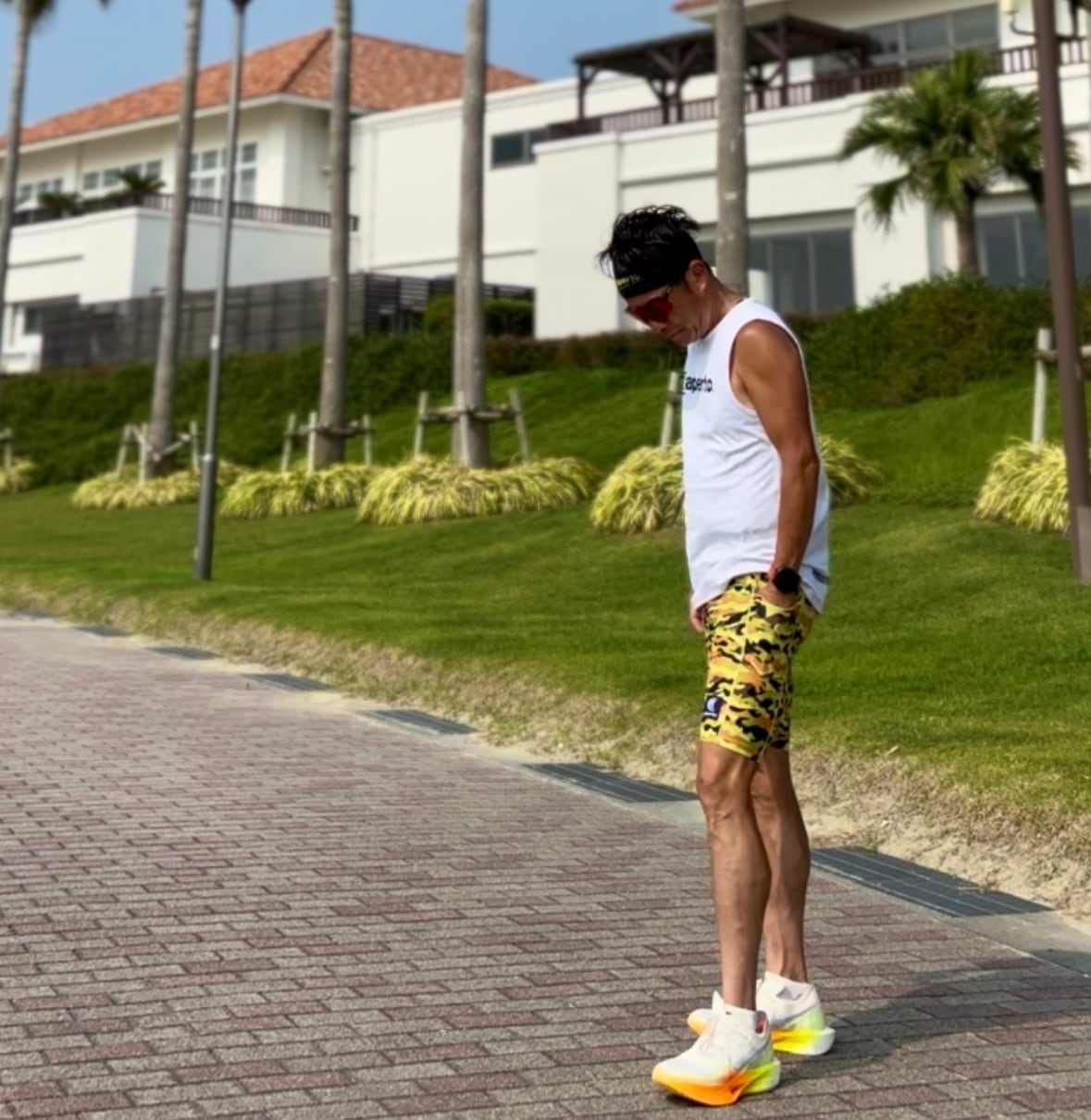 AP 125233】メンズ 全昇華アドバンスタイツ カモ柄イエロー | aperto