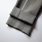 INTÉRIM / STRUCTURED DIAGONAL MELANGE WOOL DEADSTOCK BELTED MIL BAGGY TROUSER