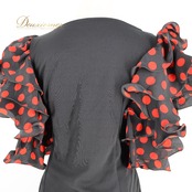 フラメンコ 衣装 prima boutique プリマブティック ツーピース セットアップ 上下セット ブラック系 水玉 ドット 黒 赤 ボランテ フリル かわいい ダンス衣装 イベント ステージ レディース ポップ おしゃれ レッド系